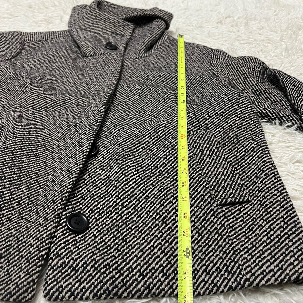 Gap Women's Black & White Jacket Size 12 Wool Blend Cowl unworn w/ small defects - Picture 9 of 12